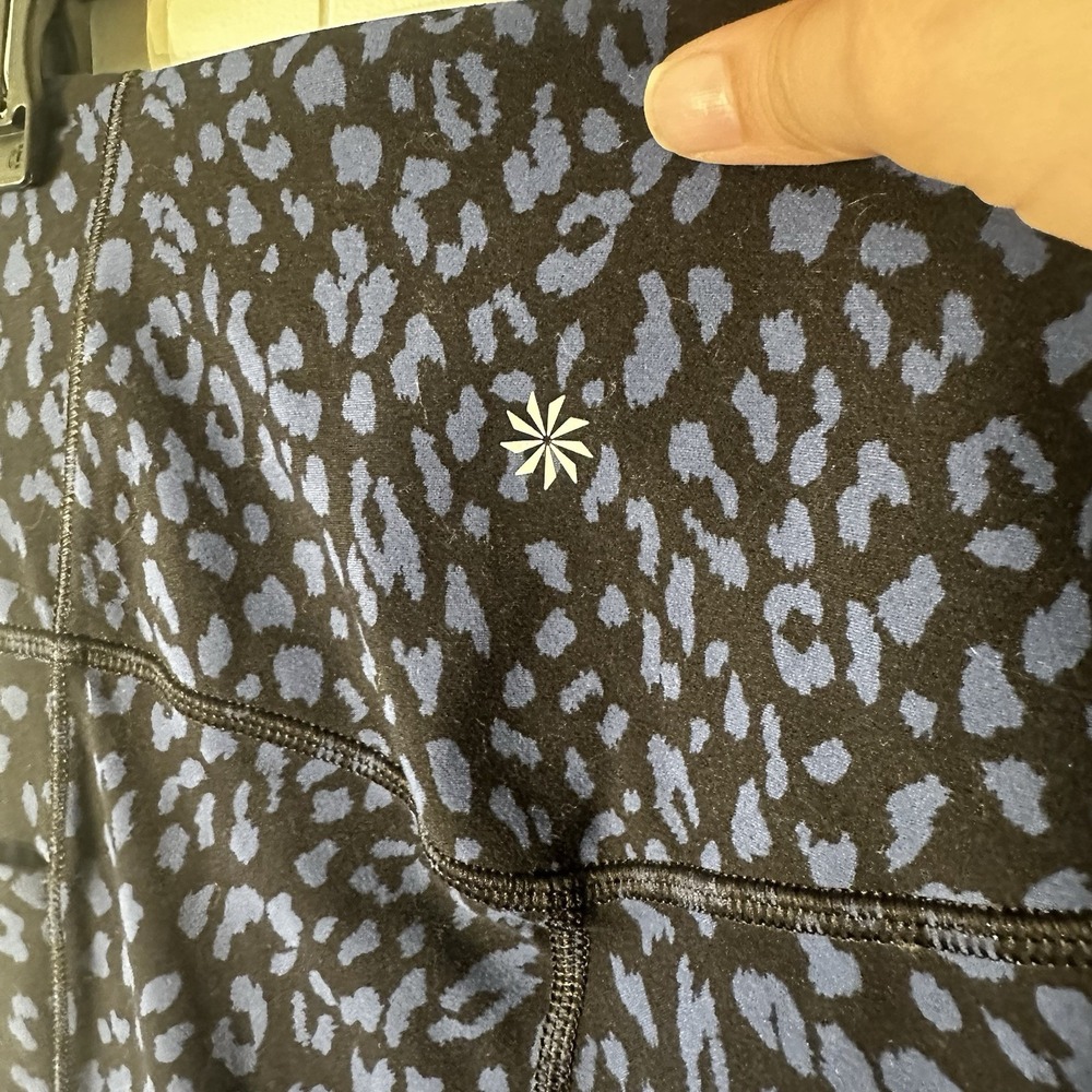 Athleta Salutation Stash Pocket  2 Printed 7/8 Legginings Royal Blue Leopard Sm - Picture 9 of 10